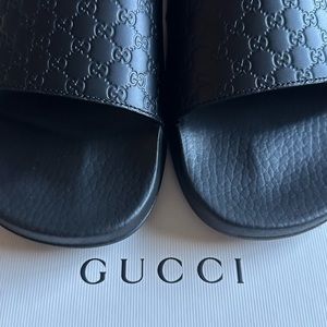 Authentic Black Gucci Microguccissima Soft Slides